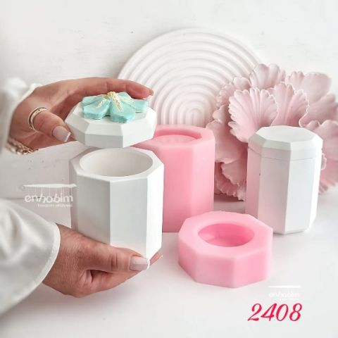 Mum kabı altıgen Kapaklı Kutu Silikon Kalıp
