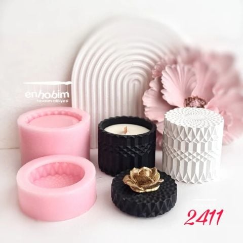 Krsital Desen Kapaklı Kutu Silikon Kalıp