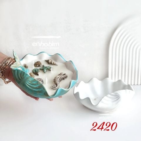 Büyük istiridye deniz kabuğu mumluk sunumluk silikon kalıp