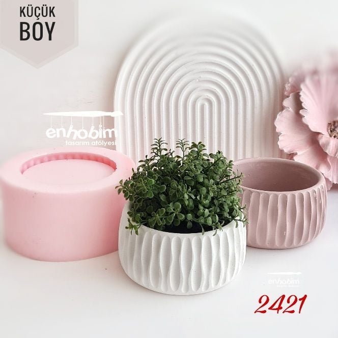 Küçük boy Dalgalı desen şömine Saksı SilikonKalıp