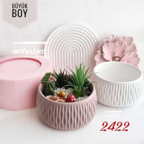 Büyük boy Dalgalı Desen Saksı  şömine silikon kalıp