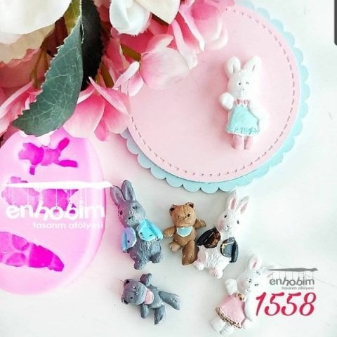 Ayıcıklı minik tavşan silikon kalıp