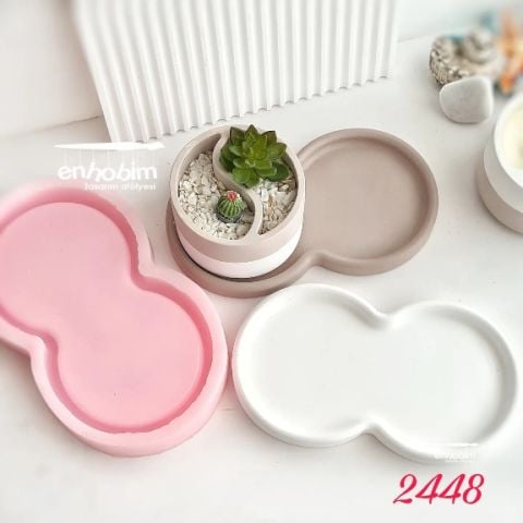 2bölmeli yuvarlak tabanlık sunumluk silikonkalıp