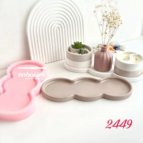 3 bölmeli yuvarlak tabanlık sunumluk Silikon Kalıp