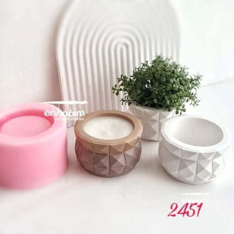 Kristal desen mum kabı  ve saksı silikonkalıp