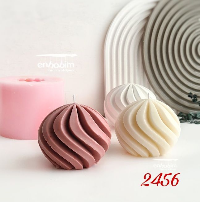 yuvarlak dalgalı desen mum silikonkalıp