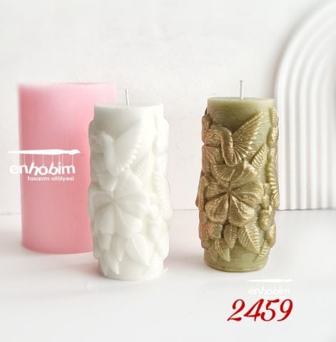 Kabartma kuş çiçek  mum silikonkalıp