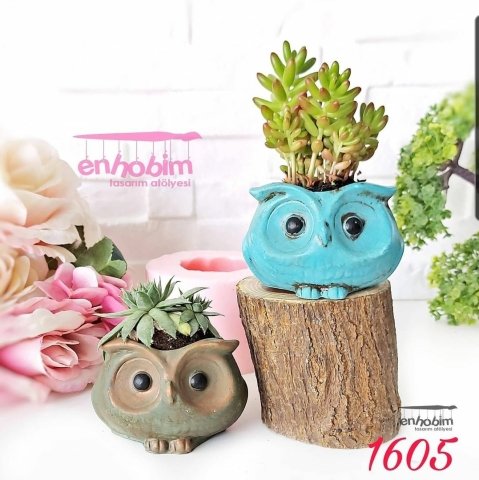 Kulakli baykuş saksı silikon kalıp