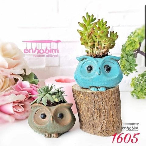 Kulakli baykuş saksı silikon kalıp