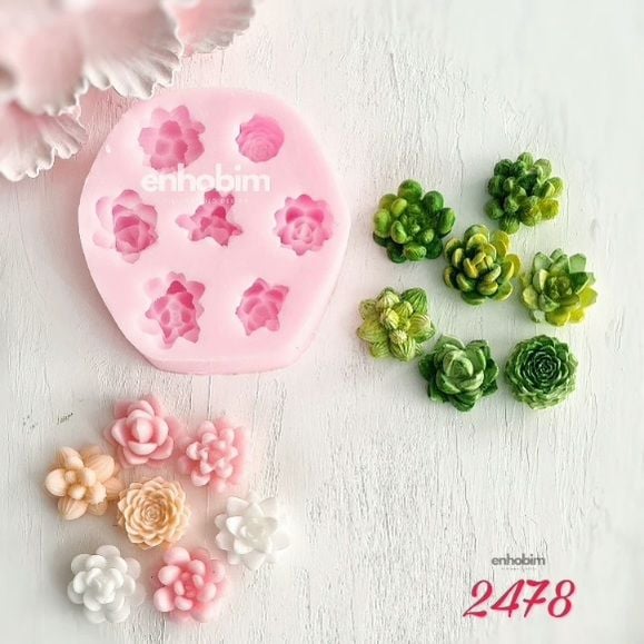 Mini Suculent kaktüs 7 li Set Silikon kalıp