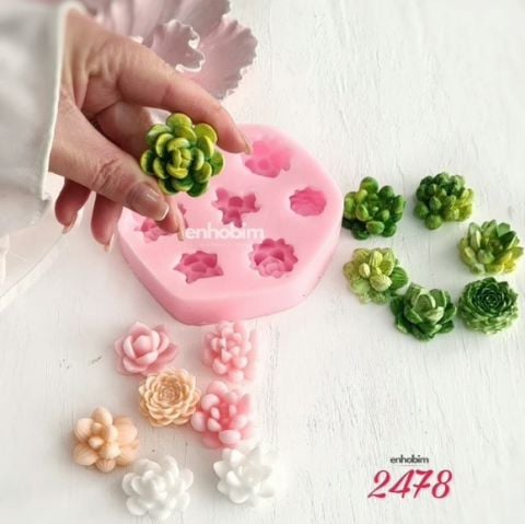 Mini Suculent kaktüs 7 li Set Silikon kalıp