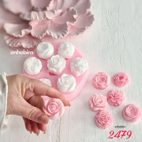 Mini 7 li Şakayık ve gül Set silikon kalıp