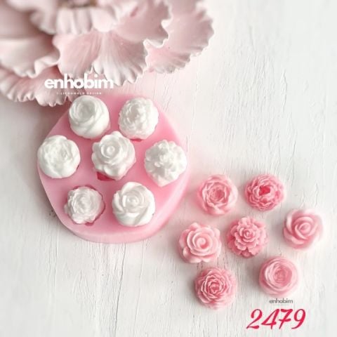 Mini 7 li Şakayık ve gül Set silikon kalıp