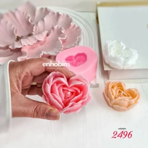 Kalp Gül Mum Silikon Kalıp