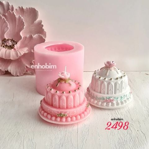 Güllü Pasta Mum Silikon Kalıp