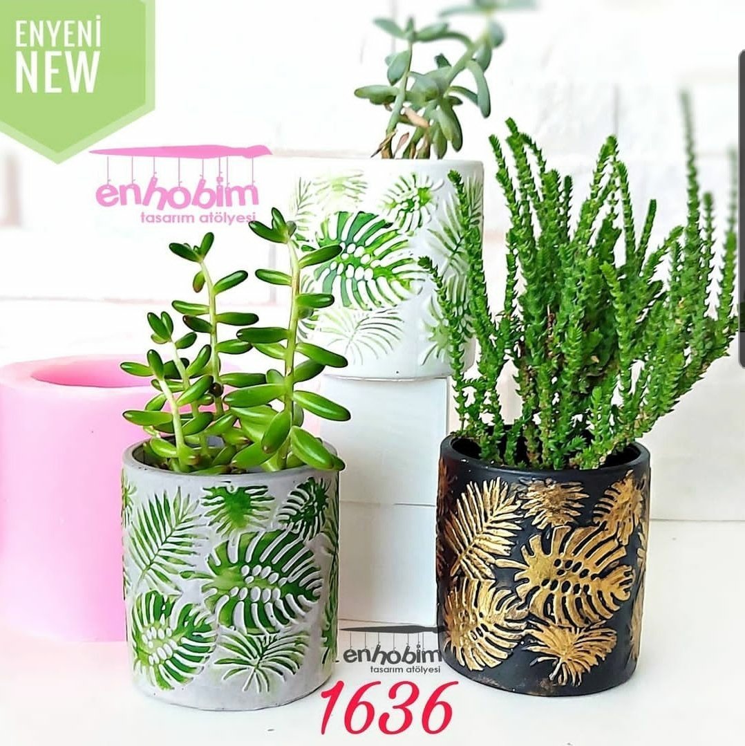 Yaprak desenli saksı silikon kalıp