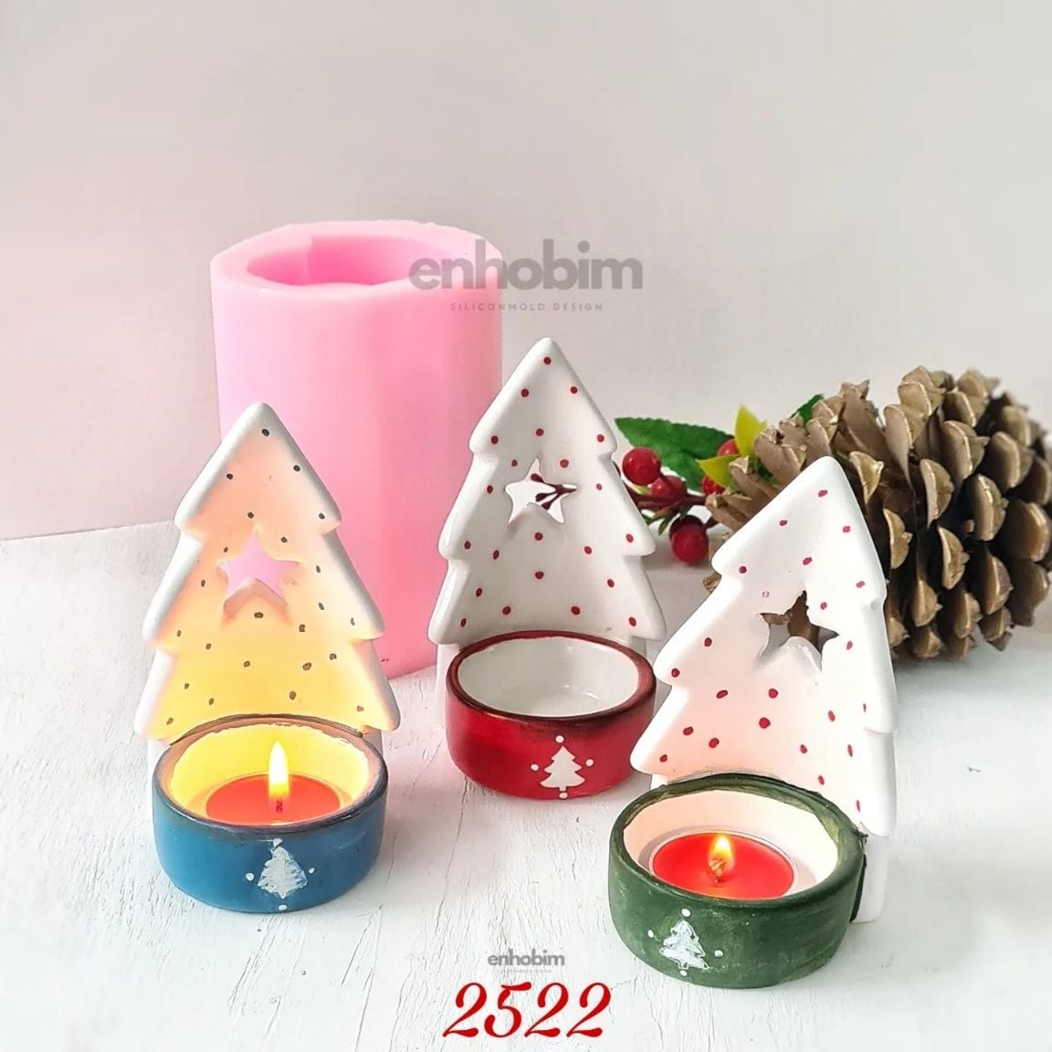 Yıldızlı Çam ağacı mumluk Silikon kalıp