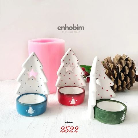 Yıldızlı Çam ağacı mumluk Silikon kalıp