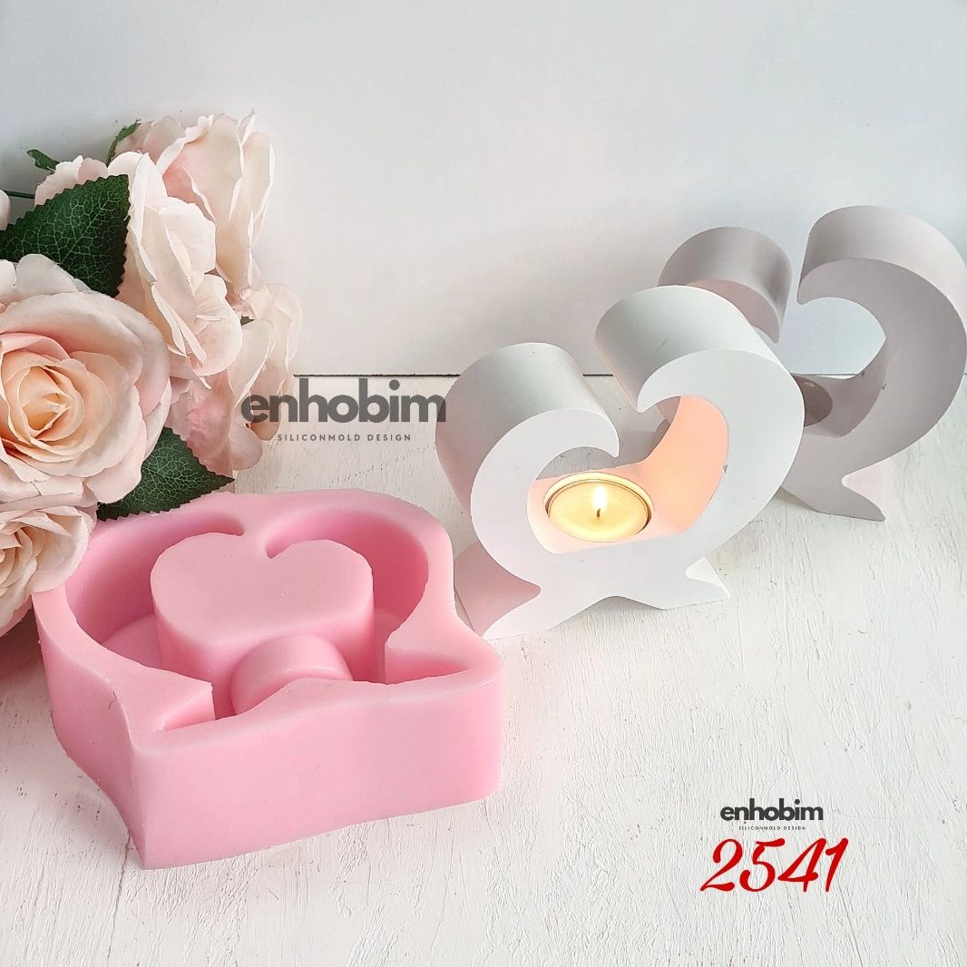 Kalp detay tealight  mumluk silikon kalıp