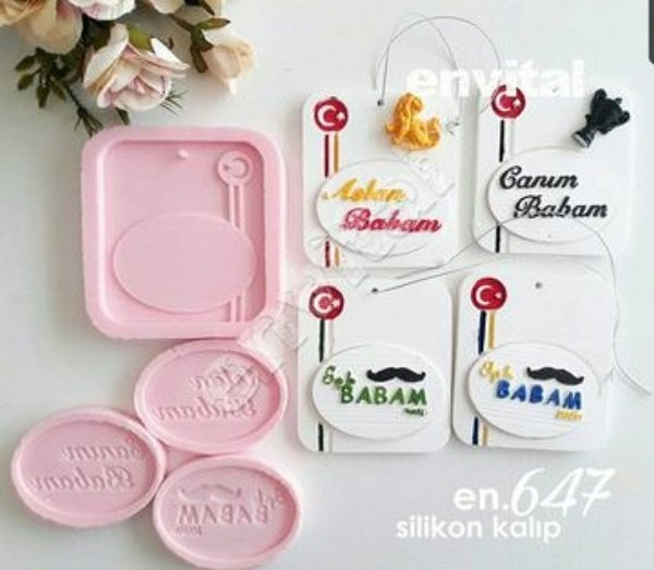 Babalar  Günü 3lü Etiket & Tabanlık Set silikon kalıp