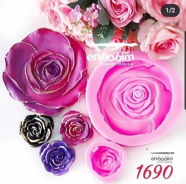 Büyük boy gül silikon kalıp