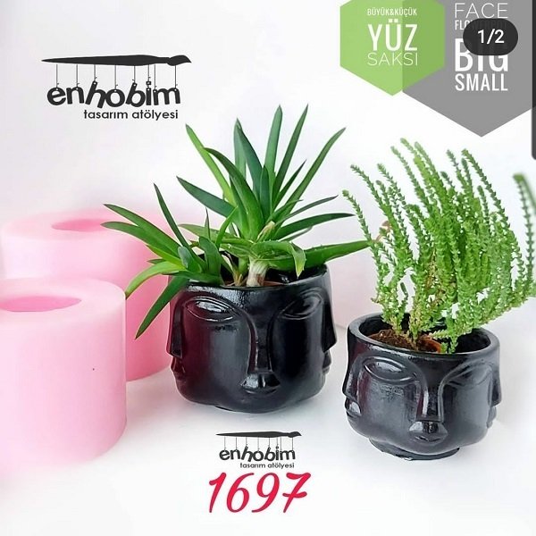 Büyük boy face saksı silikon kalıp