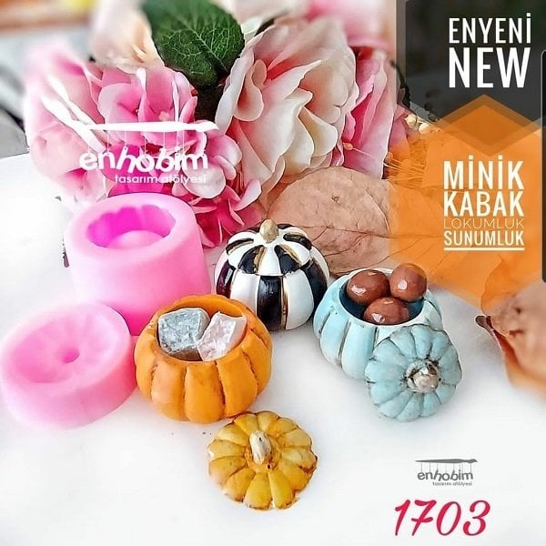 Kapaklı Minik kabak lokumluk silikon kalıp kapaklı...