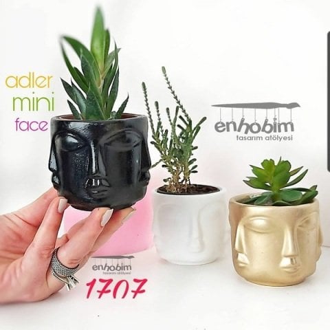 Mini boy face saksı silikon kalıp