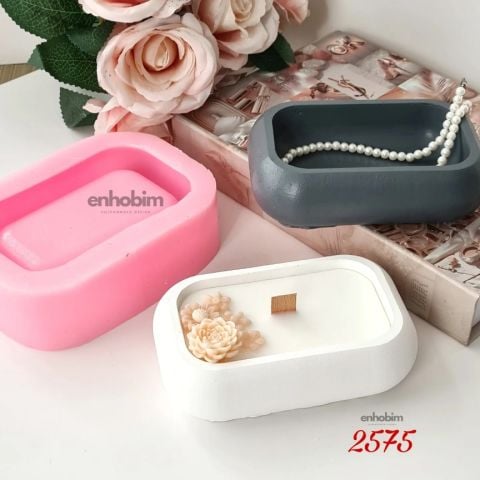 Dokulu Yüzey Dikdörtgen form saksı veya mum kabı silikon Kalıp