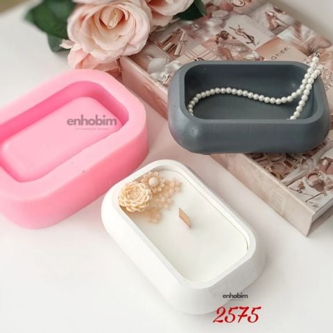 Dokulu Yüzey Dikdörtgen form saksı veya mum kabı silikon Kalıp