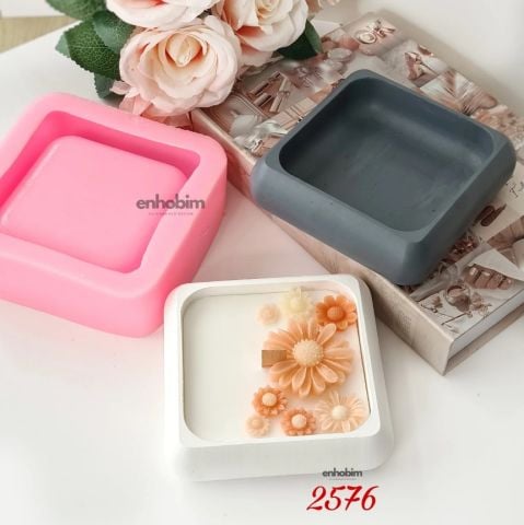 Dokulu Yüzey Kare Form Mum kabı Veya saksı Silikon kalıp