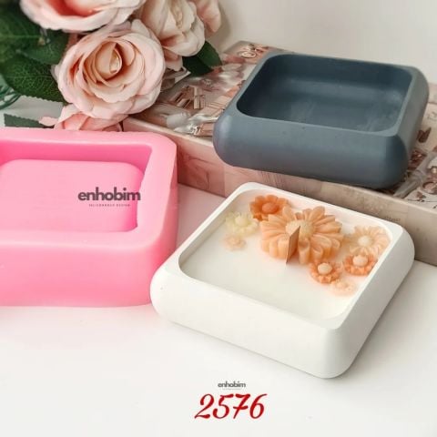 Dokulu Yüzey Kare Form Mum kabı Veya saksı Silikon kalıp