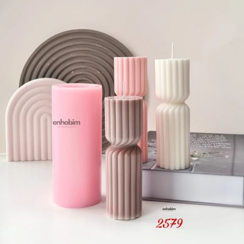 Çizgili form sütun mum Silikonkalıp