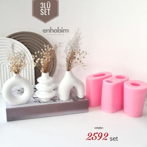 İskandinav tarz  3 lü SET mini vazo  silikonkalıp