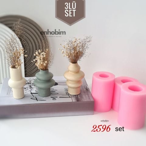 İskandinav tarz 3lü SET mini vazo Silikonkalıp