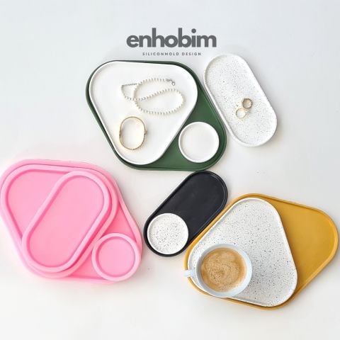 Geometrik dokulu yüzey sunumluk  4 parça set silikonkalıp