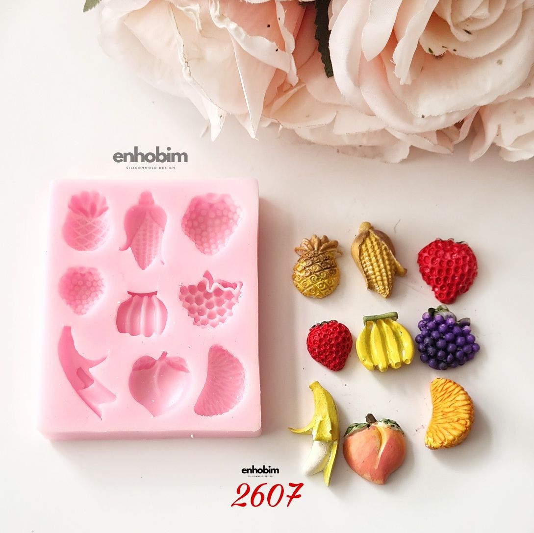 Kare Çoklu Meyveler Silikon Kalıbı