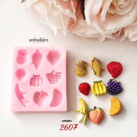 Kare Çoklu Meyveler Silikon Kalıbı