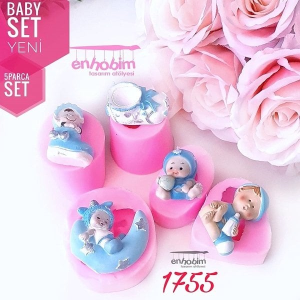 Bebekler set 5li küpsüz silikon kalıp
