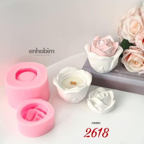 Gül Kapaklı Kutu Mum Kabı silikon Kalıp