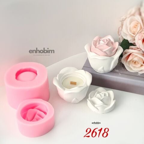 Gül Kapaklı Kutu Mum Kabı silikon Kalıp