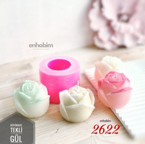 Büyük Boy Tekli Tomurcuk Tombul Gül Mum Silikon Kalıp