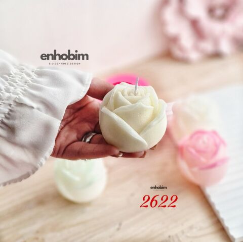 Büyük Boy Tekli Tomurcuk Tombul Gül Mum Silikon Kalıp