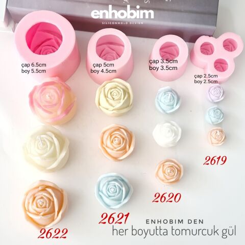 Büyük Boy Tekli Tomurcuk Tombul Gül Mum Silikon Kalıp