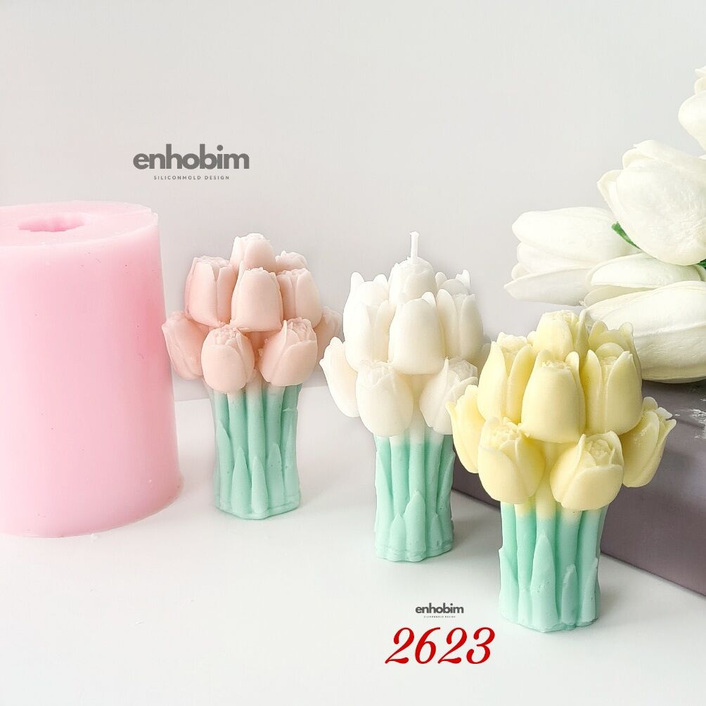 Lale Buketi Mum silikon kalıp