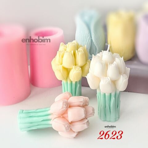 Lale Buketi Mum silikon kalıp