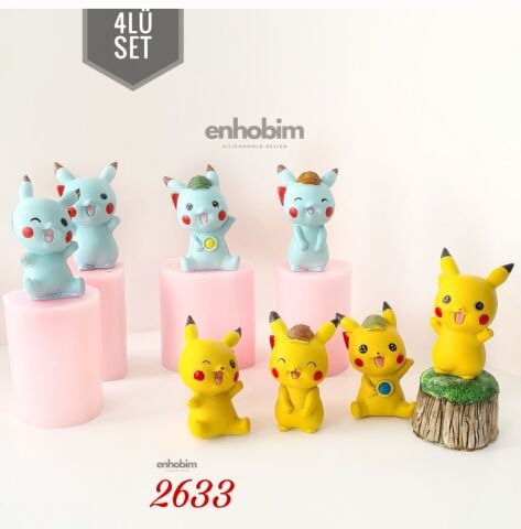 4lü küp üzeri SET Pikachu silikon kalıp