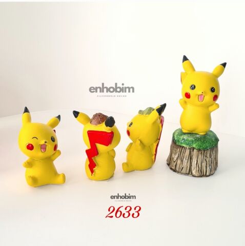 4lü küp üzeri SET Pikachu silikon kalıp