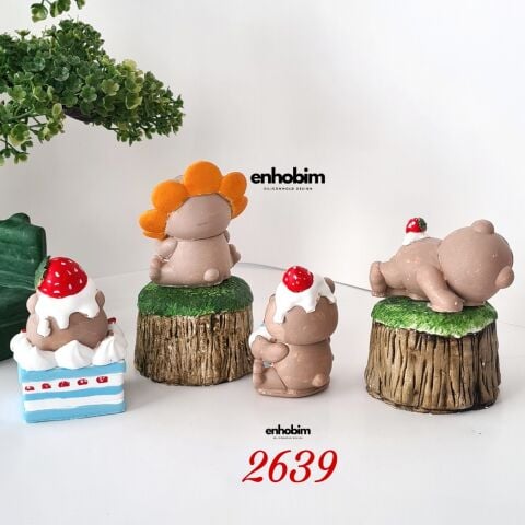 4lü Set Çilekli Şirin Ayıcıklar 3 boyutlu Silikon kalıp