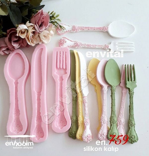 Küçük çatalbıçak  set silikon kalıp